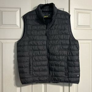 XERSION Size X-Large Men’s Packable Gray Puffer Vest Zip-Up Pockets Lined